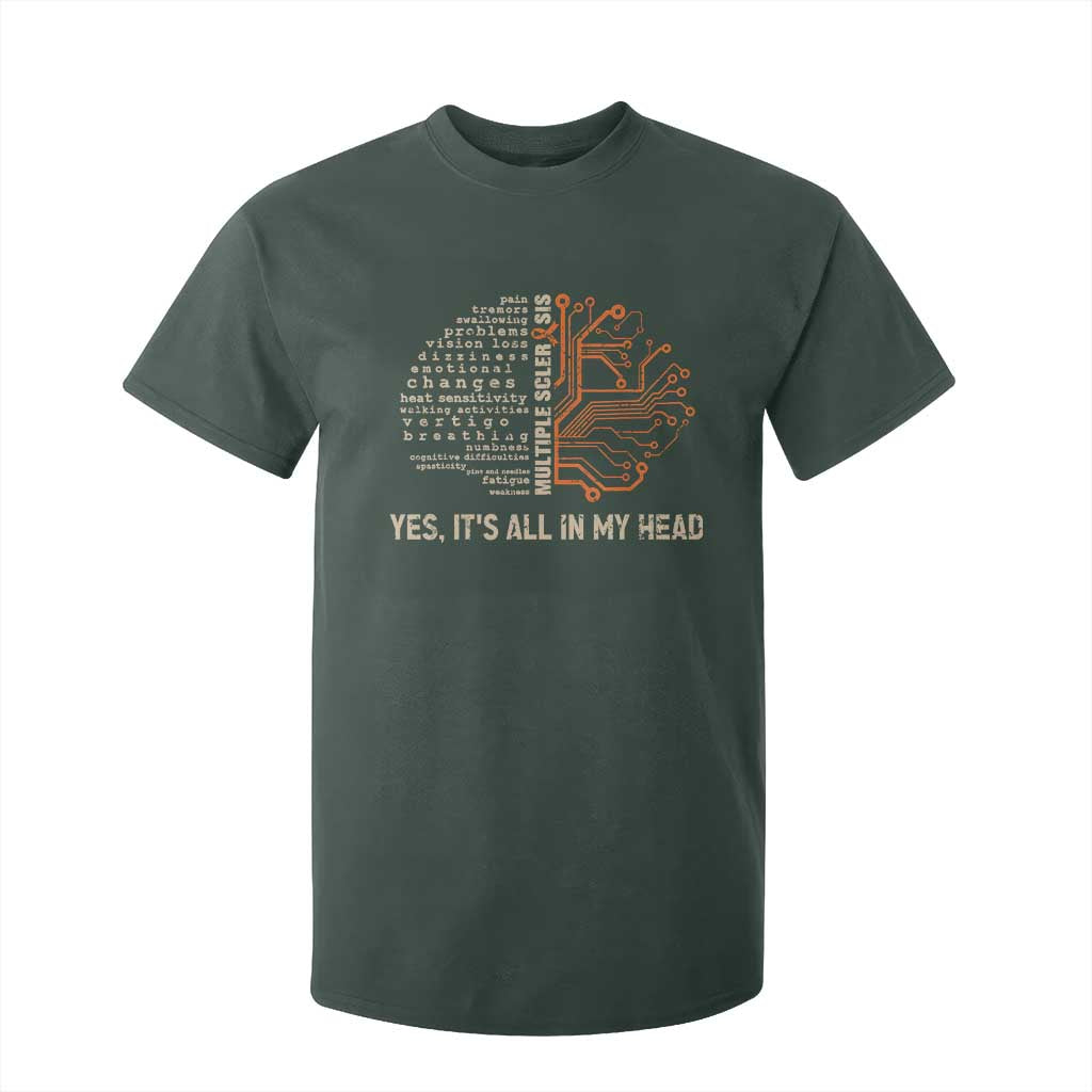 Multiple Sclerosis Support T Shirt For Kid Orange Ribbon Yes It's All In My Head