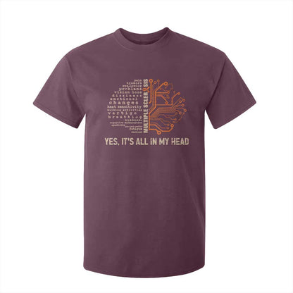 Multiple Sclerosis Support T Shirt For Kid Orange Ribbon Yes It's All In My Head