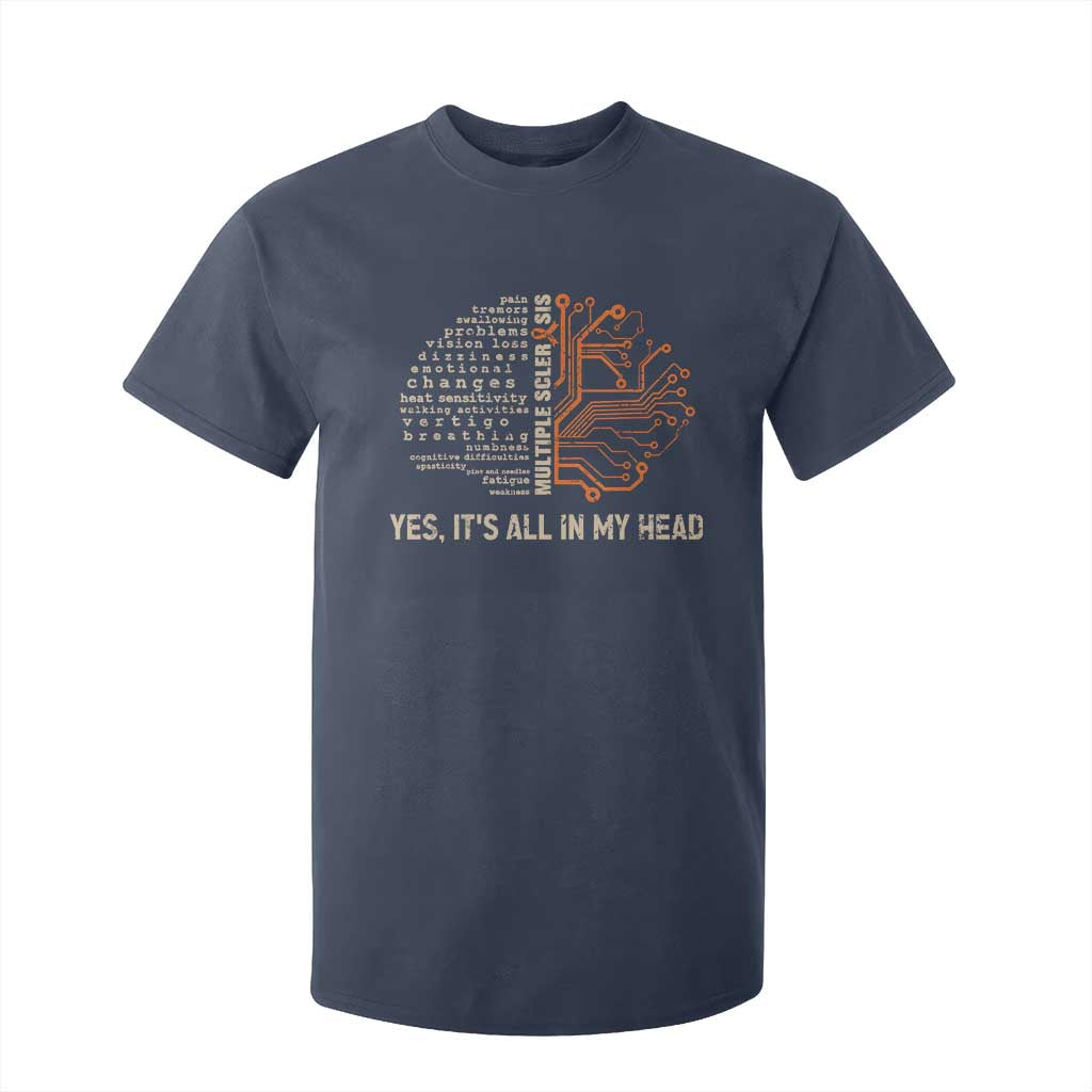 Multiple Sclerosis Support T Shirt For Kid Orange Ribbon Yes It's All In My Head