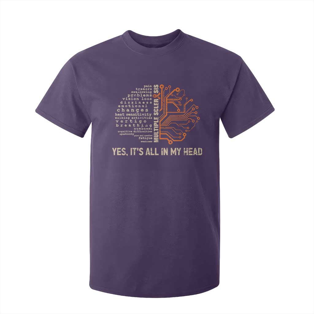 Multiple Sclerosis Support T Shirt For Kid Orange Ribbon Yes It's All In My Head