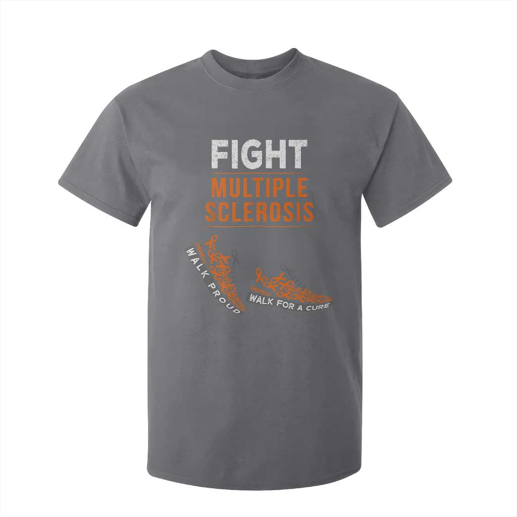 Fight MS T Shirt For Kid Orange Ribbon Multiple Sclerosis Support