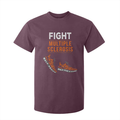 Fight MS T Shirt For Kid Orange Ribbon Multiple Sclerosis Support
