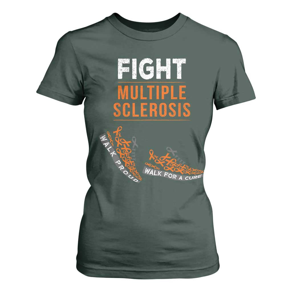 Fight MS T Shirt For Women Orange Ribbon Multiple Sclerosis Support