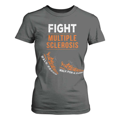Fight MS T Shirt For Women Orange Ribbon Multiple Sclerosis Support