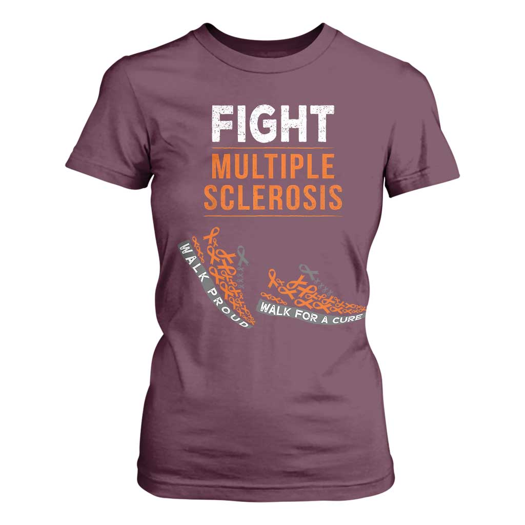 Fight MS T Shirt For Women Orange Ribbon Multiple Sclerosis Support