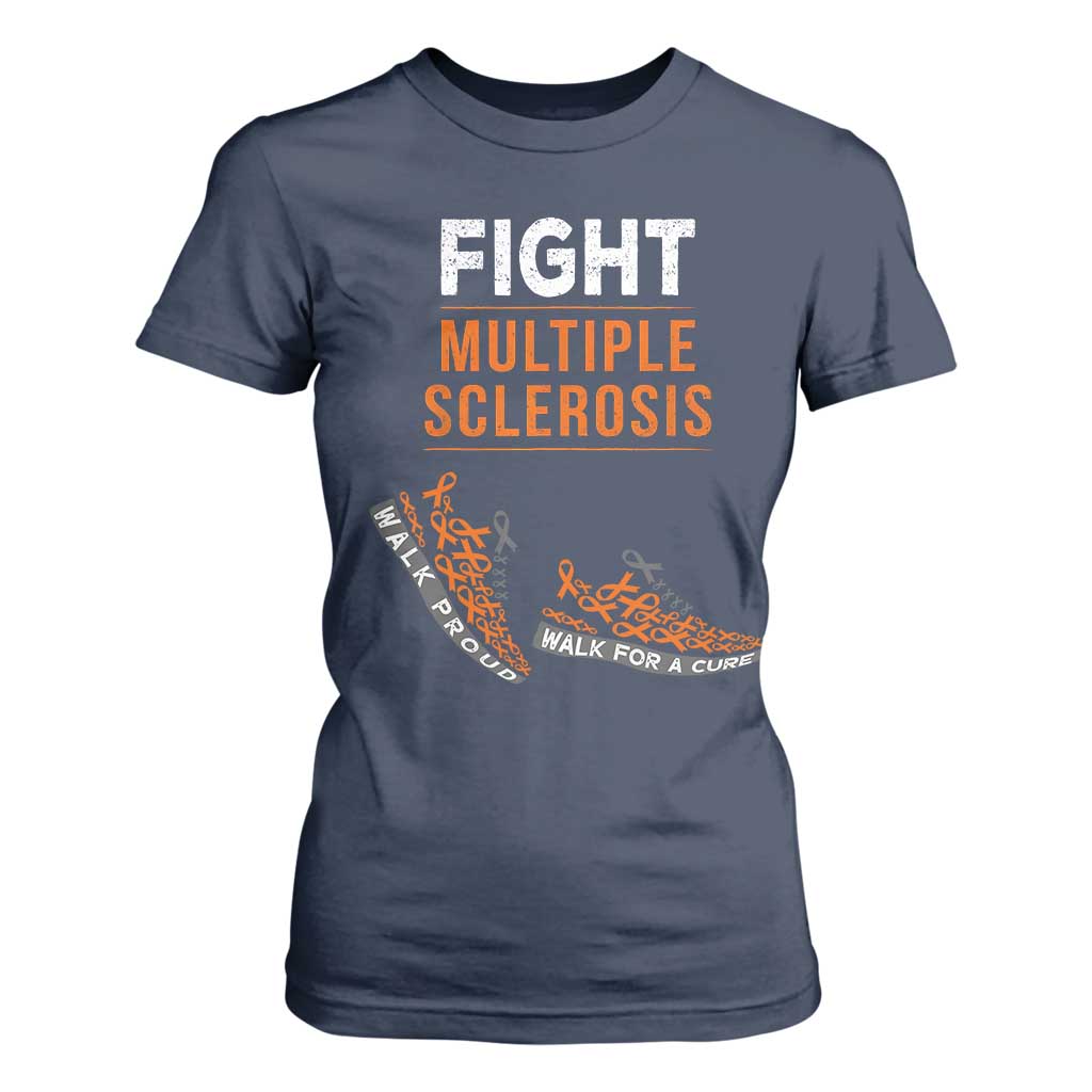 Fight MS T Shirt For Women Orange Ribbon Multiple Sclerosis Support
