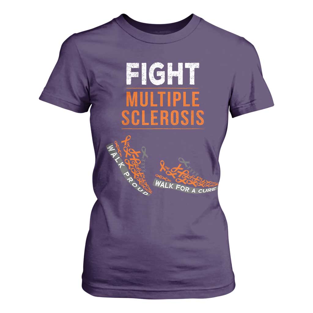 Fight MS T Shirt For Women Orange Ribbon Multiple Sclerosis Support