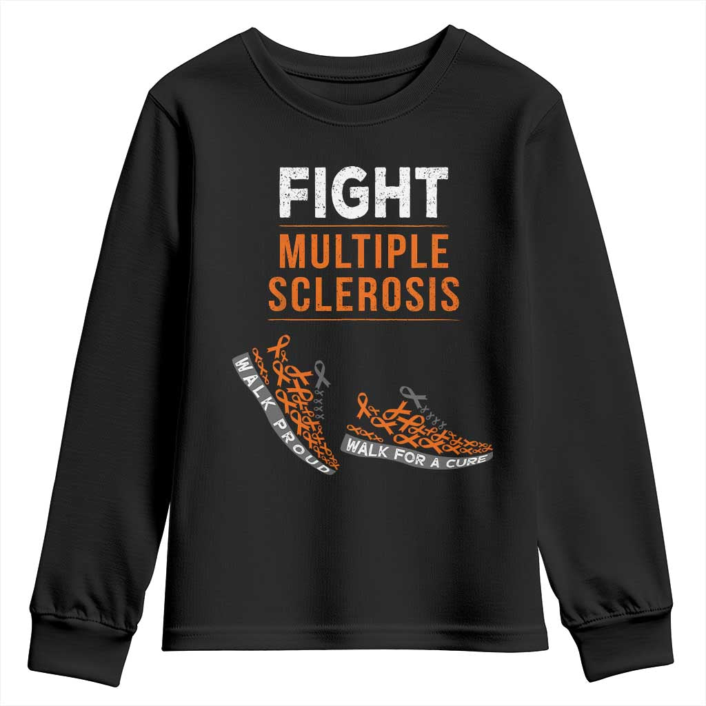 Fight MS Youth Sweatshirt Orange Ribbon Multiple Sclerosis Support