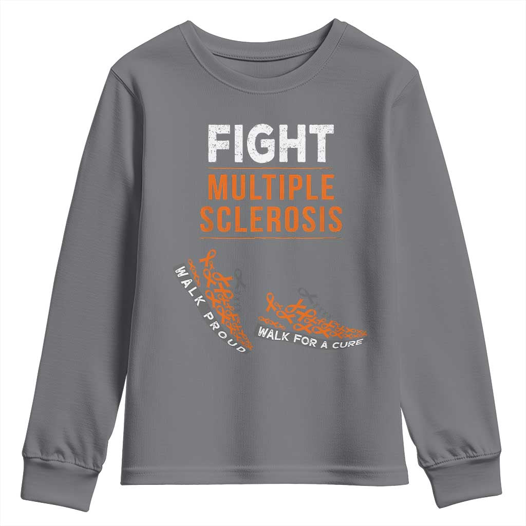 Fight MS Youth Sweatshirt Orange Ribbon Multiple Sclerosis Support