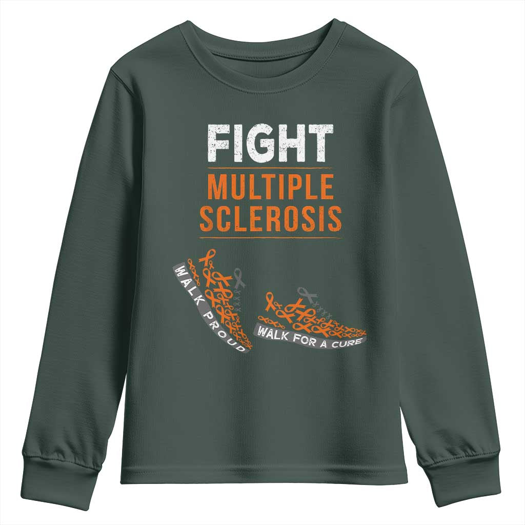 Fight MS Youth Sweatshirt Orange Ribbon Multiple Sclerosis Support