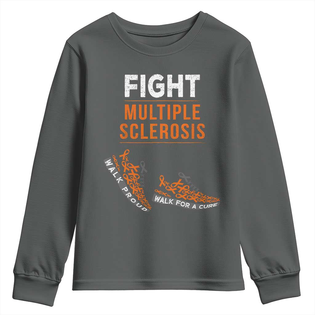 Fight MS Youth Sweatshirt Orange Ribbon Multiple Sclerosis Support