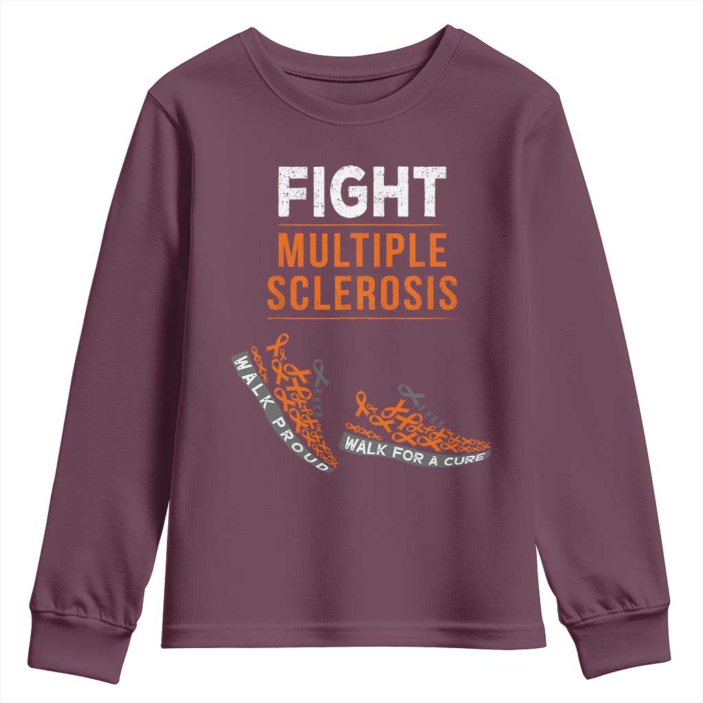 Fight MS Youth Sweatshirt Orange Ribbon Multiple Sclerosis Support