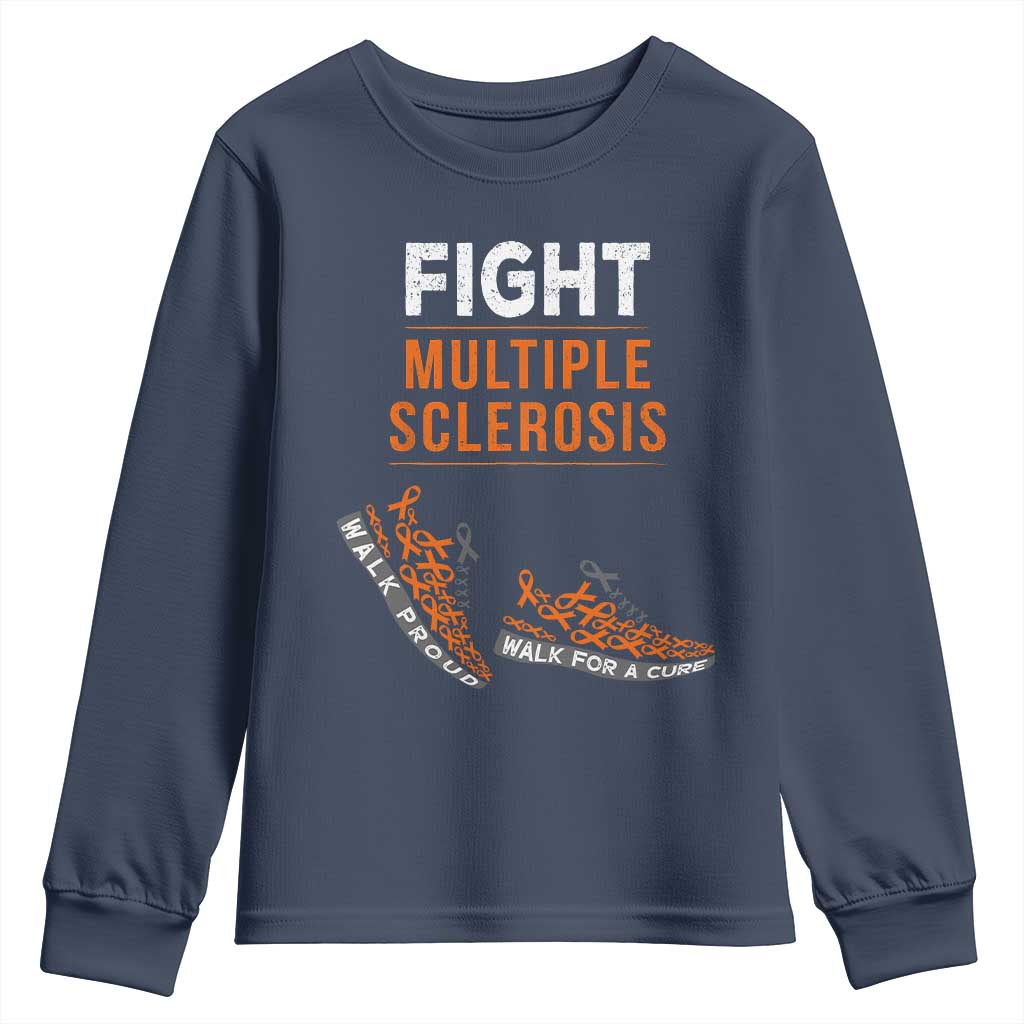 Fight MS Youth Sweatshirt Orange Ribbon Multiple Sclerosis Support