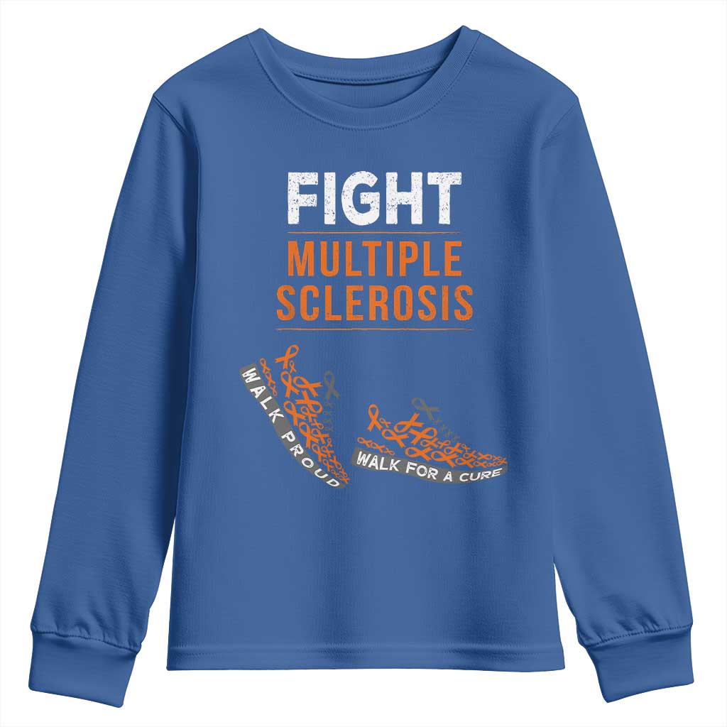 Fight MS Youth Sweatshirt Orange Ribbon Multiple Sclerosis Support