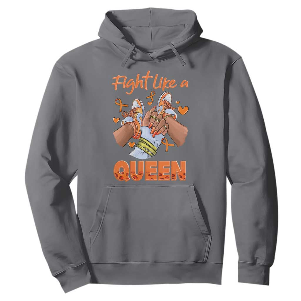 Multiple Sclerosis Support Hoodie Orange Ribbon Fight MS Like A Queen