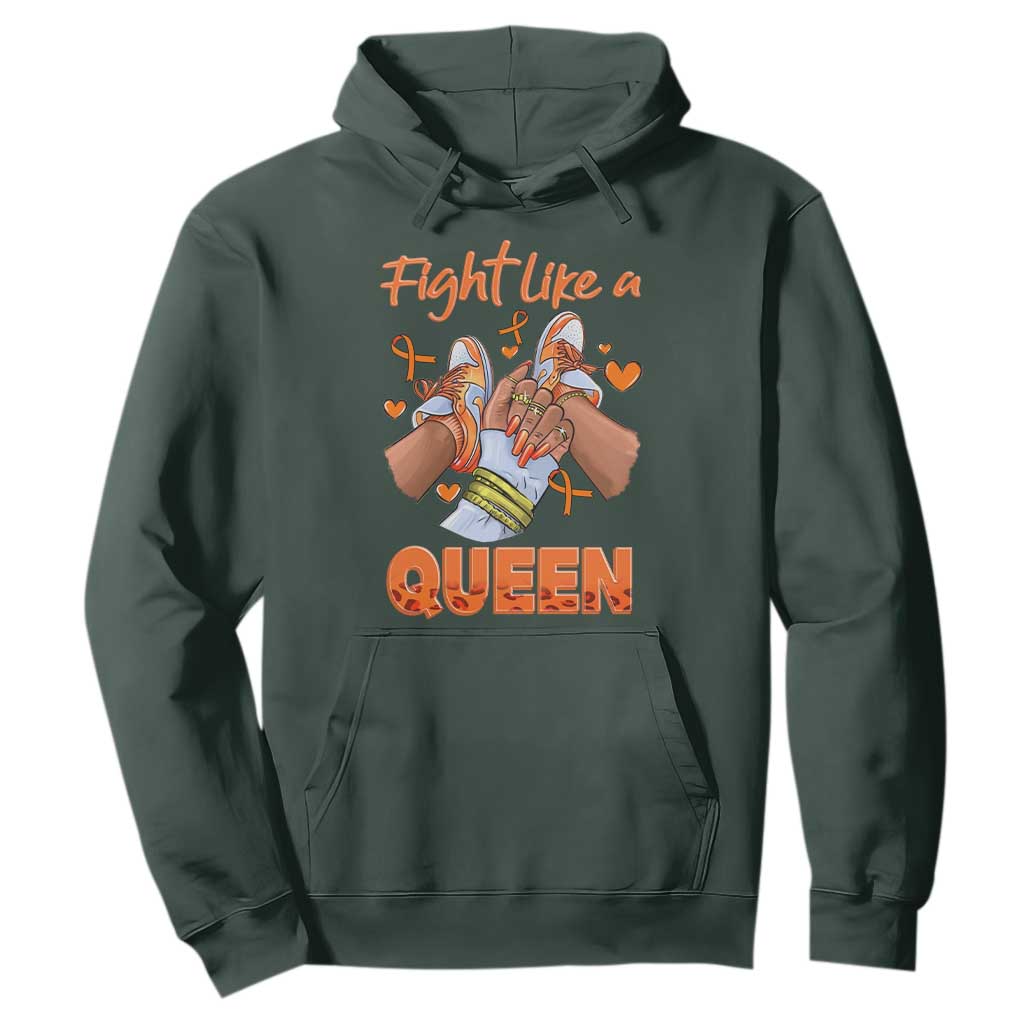 Multiple Sclerosis Support Hoodie Orange Ribbon Fight MS Like A Queen