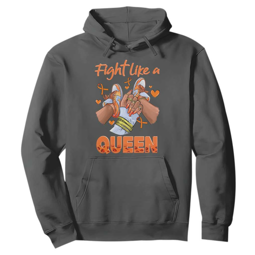 Multiple Sclerosis Support Hoodie Orange Ribbon Fight MS Like A Queen