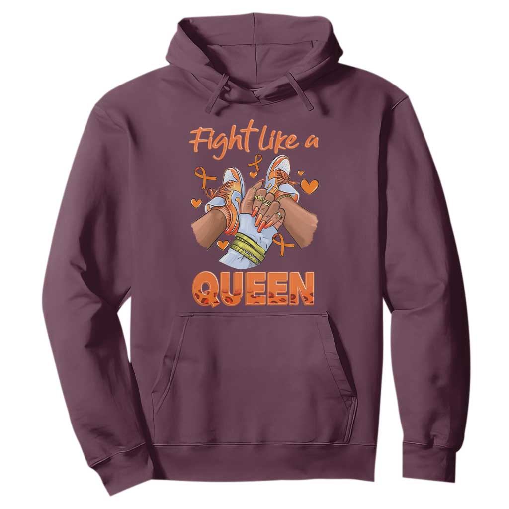 Multiple Sclerosis Support Hoodie Orange Ribbon Fight MS Like A Queen