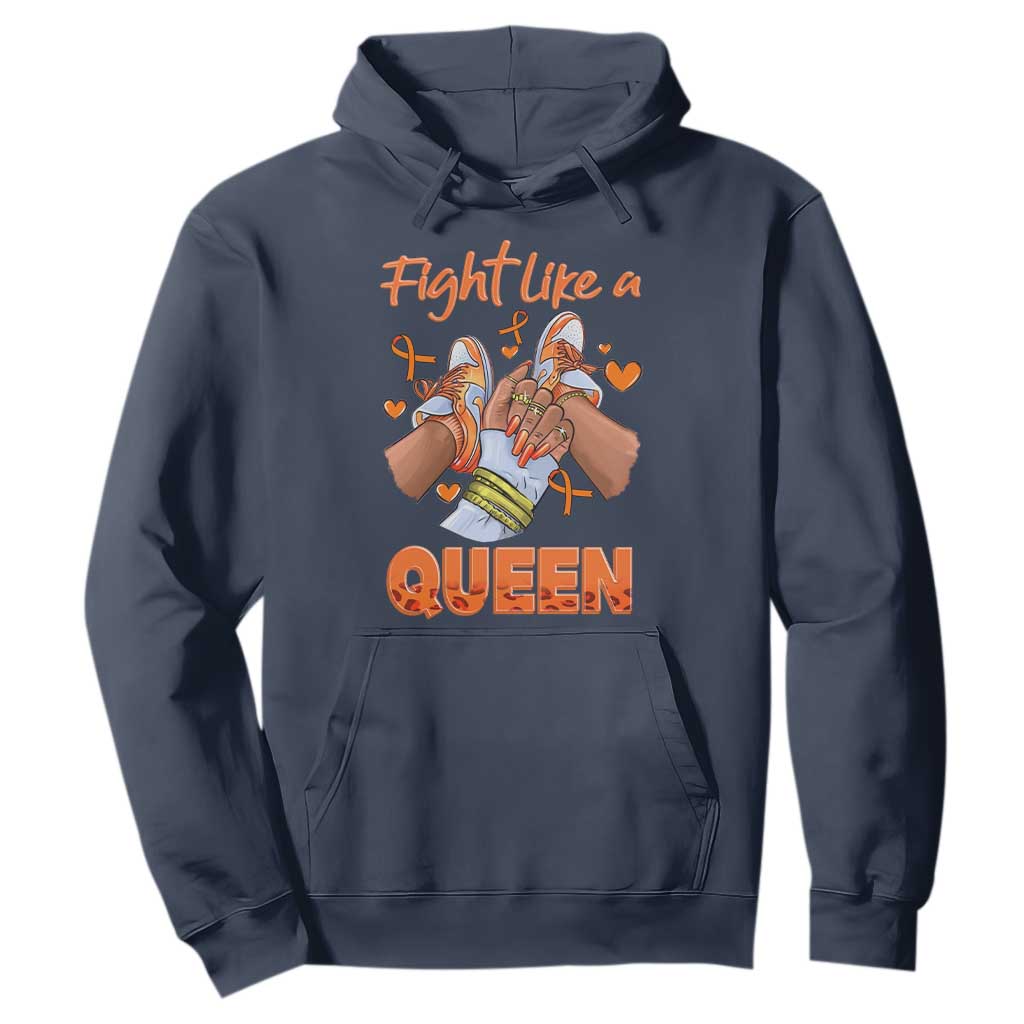 Multiple Sclerosis Support Hoodie Orange Ribbon Fight MS Like A Queen