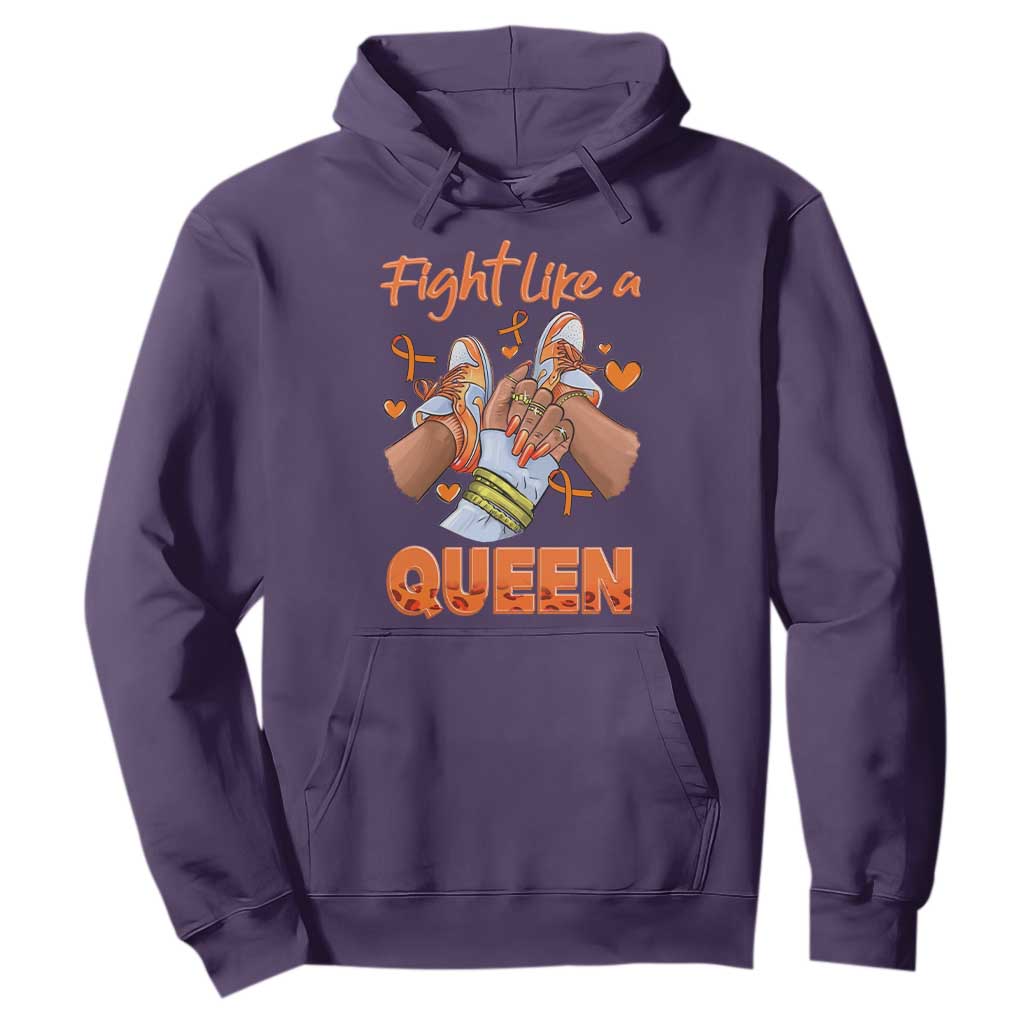 Multiple Sclerosis Support Hoodie Orange Ribbon Fight MS Like A Queen