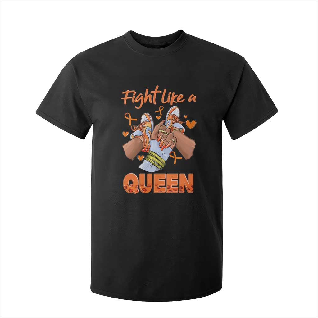 Multiple Sclerosis Support T Shirt For Kid Orange Ribbon Fight MS Like A Queen