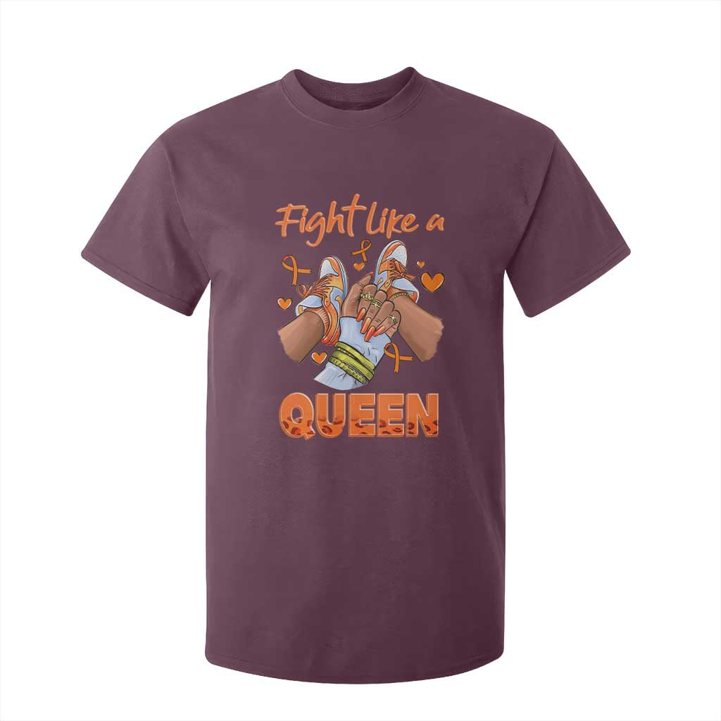 Multiple Sclerosis Support T Shirt For Kid Orange Ribbon Fight MS Like A Queen