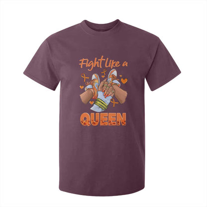 Multiple Sclerosis Support T Shirt For Kid Orange Ribbon Fight MS Like A Queen