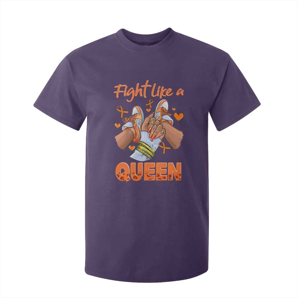 Multiple Sclerosis Support T Shirt For Kid Orange Ribbon Fight MS Like A Queen