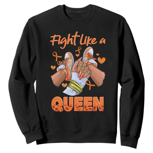 Multiple Sclerosis Support Sweatshirt Orange Ribbon Fight MS Like A Queen