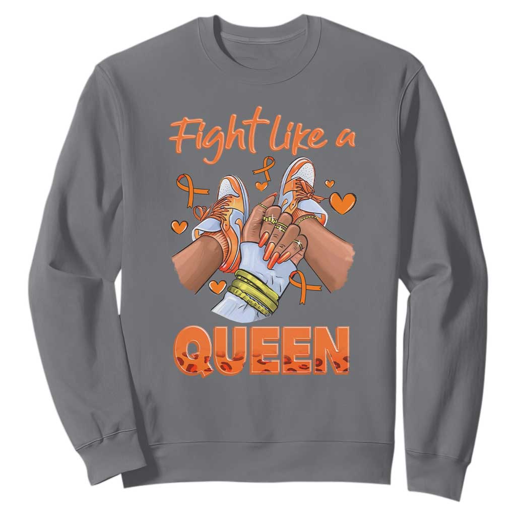 Multiple Sclerosis Support Sweatshirt Orange Ribbon Fight MS Like A Queen