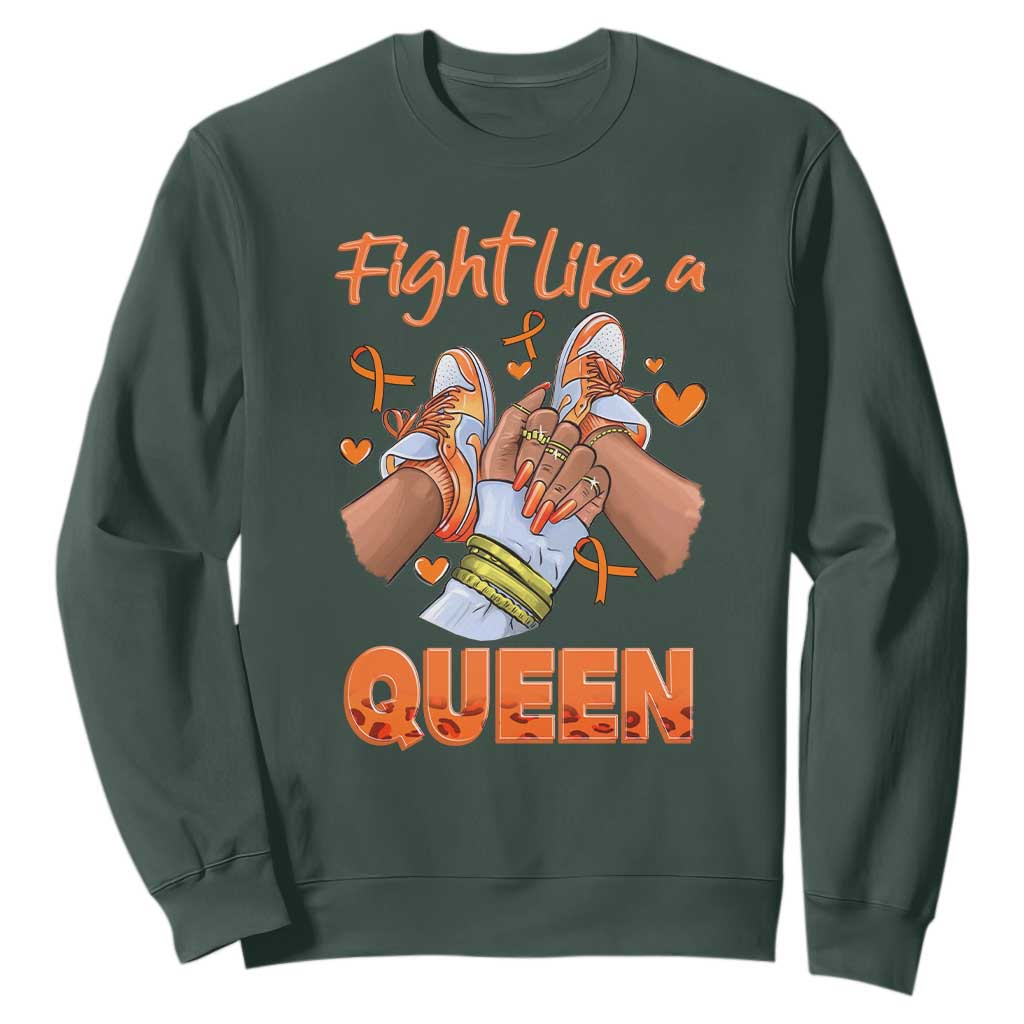 Multiple Sclerosis Support Sweatshirt Orange Ribbon Fight MS Like A Queen