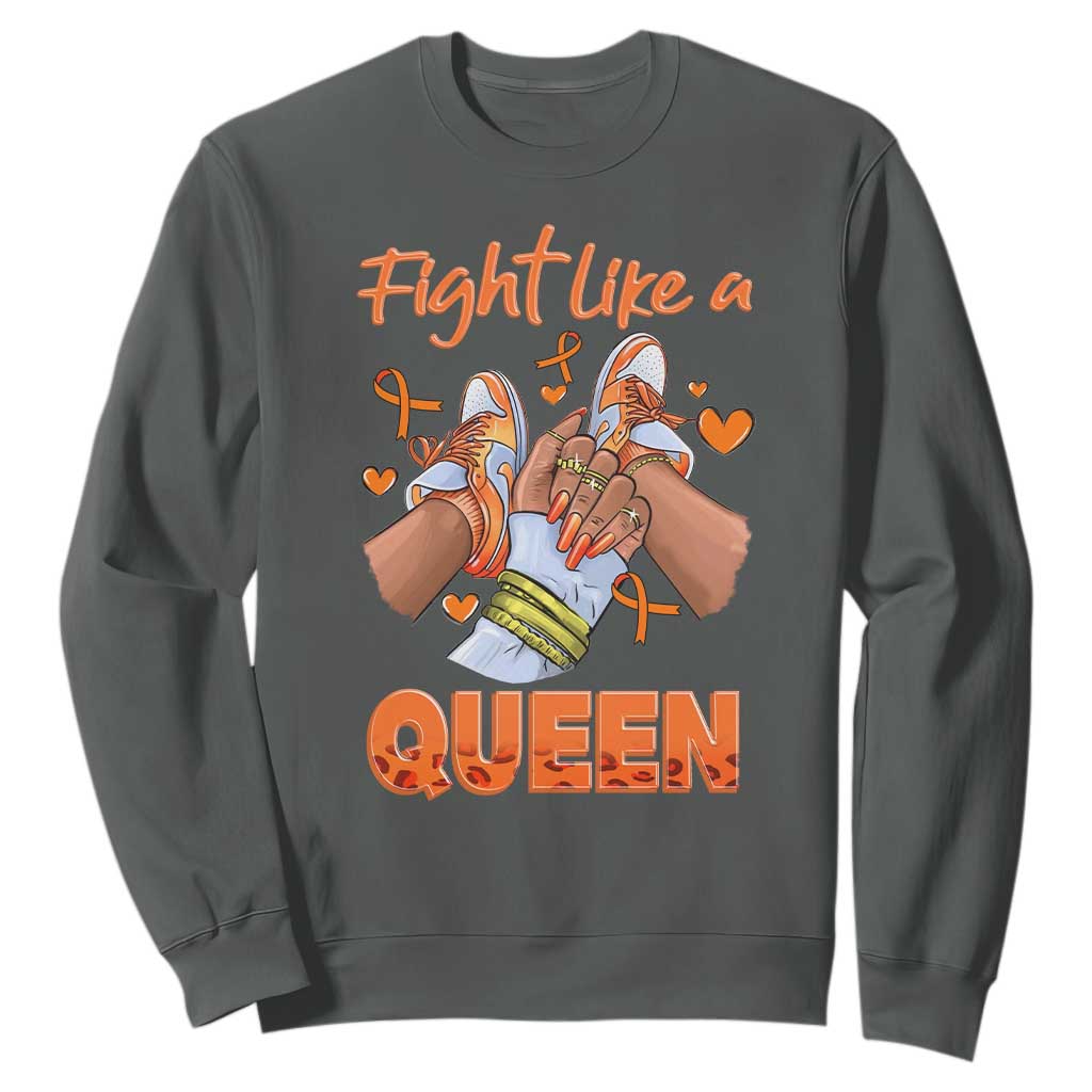 Multiple Sclerosis Support Sweatshirt Orange Ribbon Fight MS Like A Queen