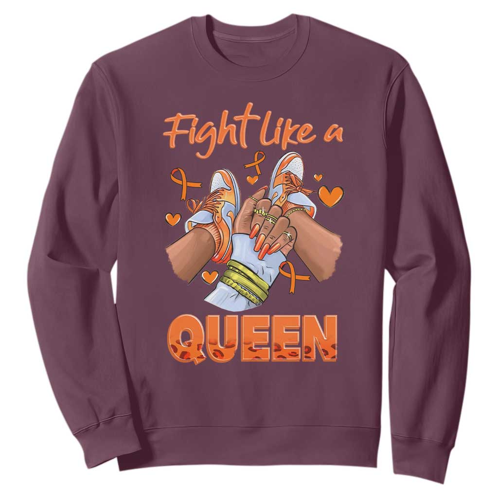 Multiple Sclerosis Support Sweatshirt Orange Ribbon Fight MS Like A Queen