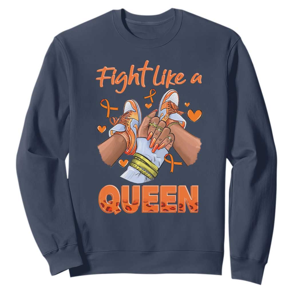Multiple Sclerosis Support Sweatshirt Orange Ribbon Fight MS Like A Queen
