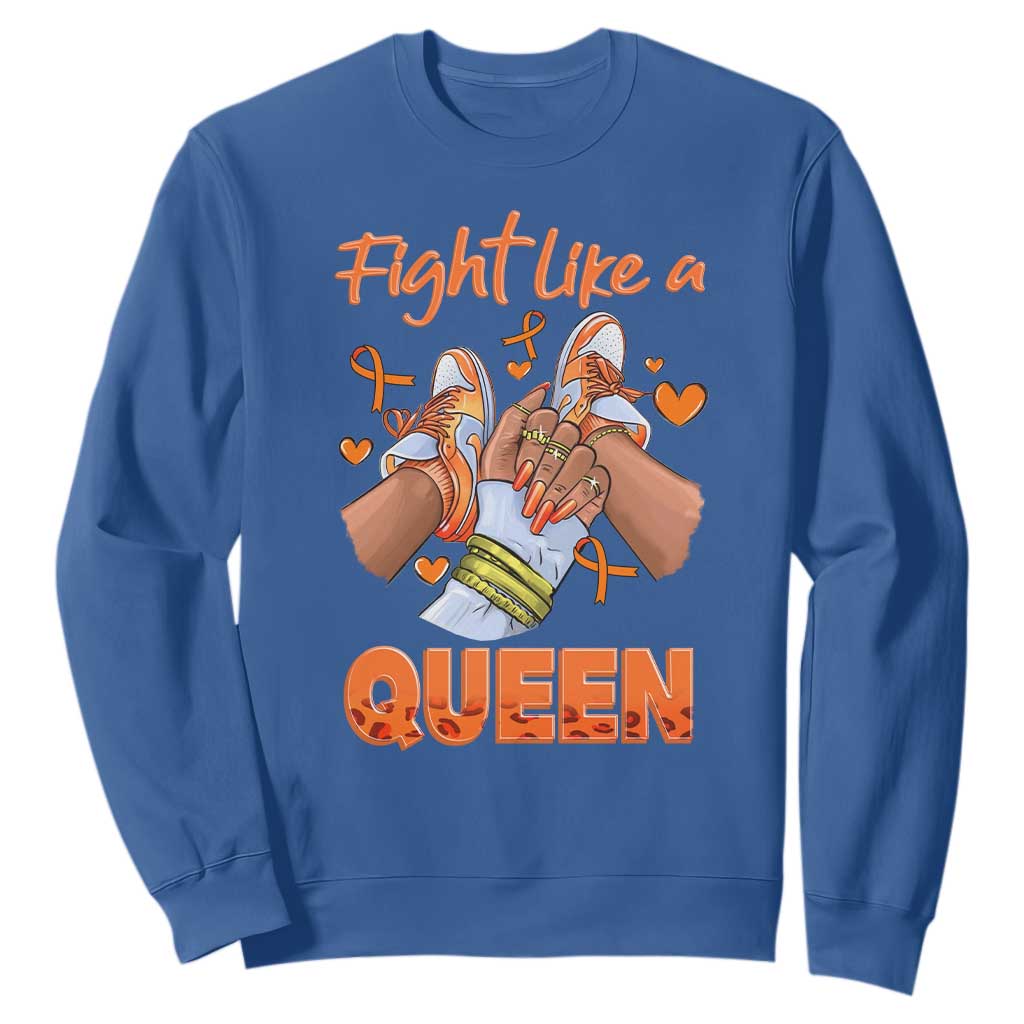 Multiple Sclerosis Support Sweatshirt Orange Ribbon Fight MS Like A Queen