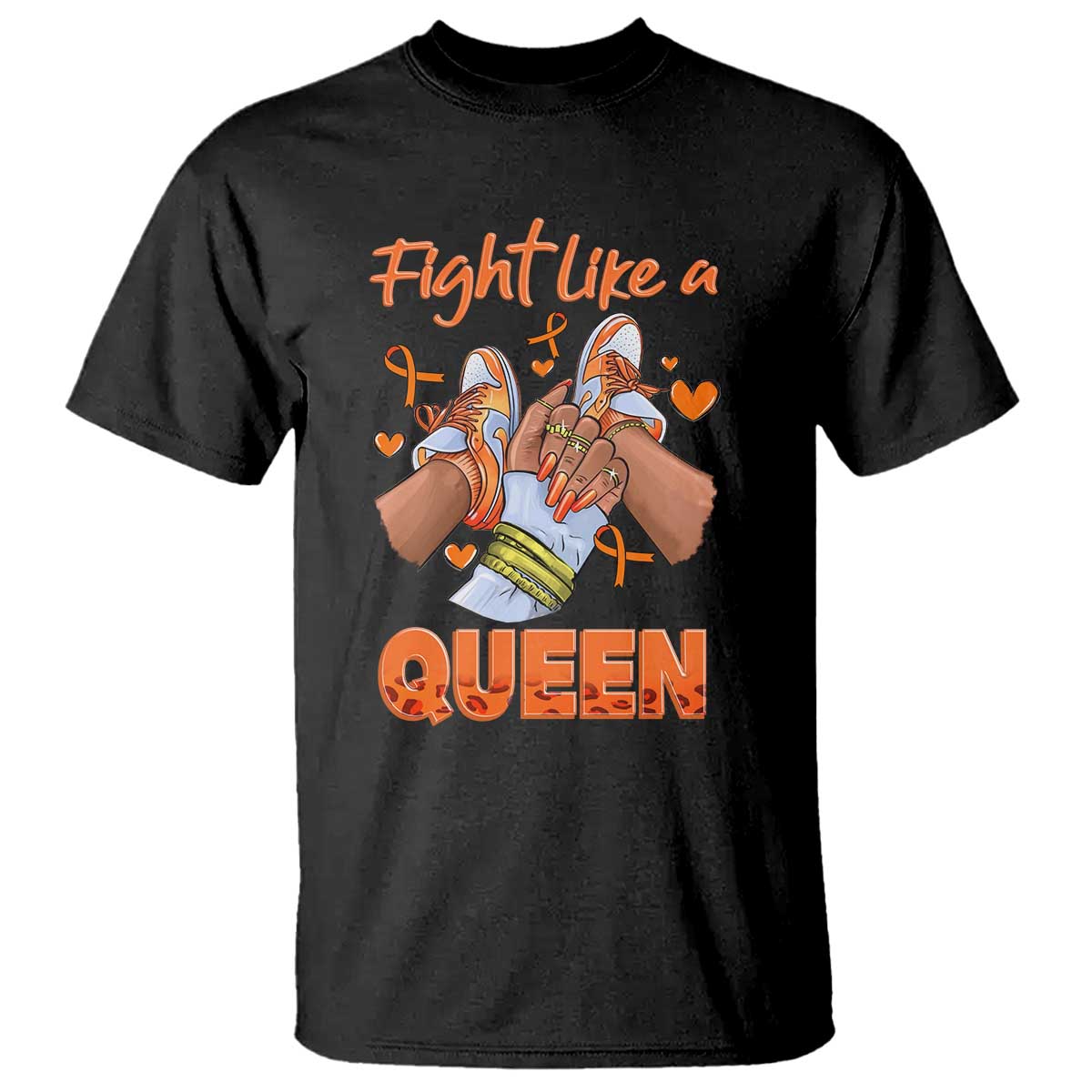 Multiple Sclerosis Support T Shirt Orange Ribbon Fight MS Like A Queen