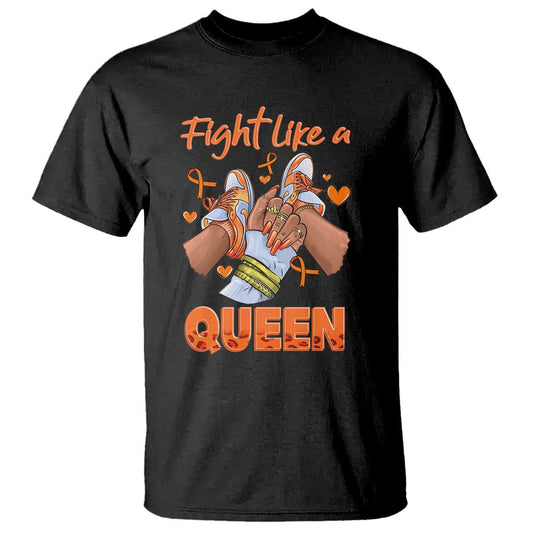 Multiple Sclerosis Support T Shirt Orange Ribbon Fight MS Like A Queen