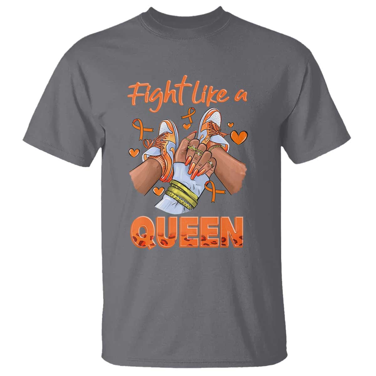 Multiple Sclerosis Support T Shirt Orange Ribbon Fight MS Like A Queen