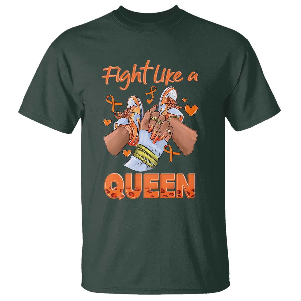 Multiple Sclerosis Support T Shirt Orange Ribbon Fight MS Like A Queen