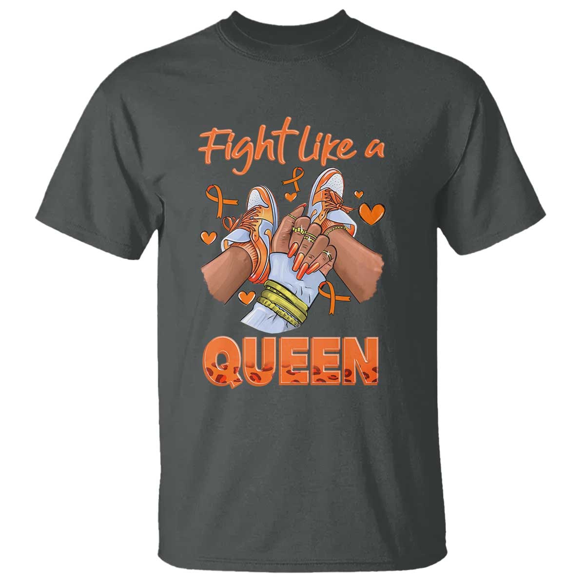 Multiple Sclerosis Support T Shirt Orange Ribbon Fight MS Like A Queen