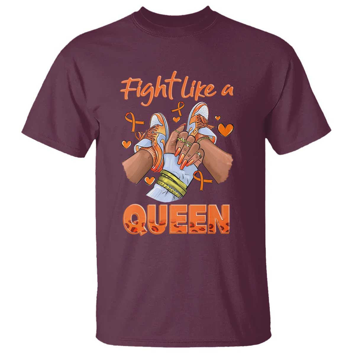 Multiple Sclerosis Support T Shirt Orange Ribbon Fight MS Like A Queen