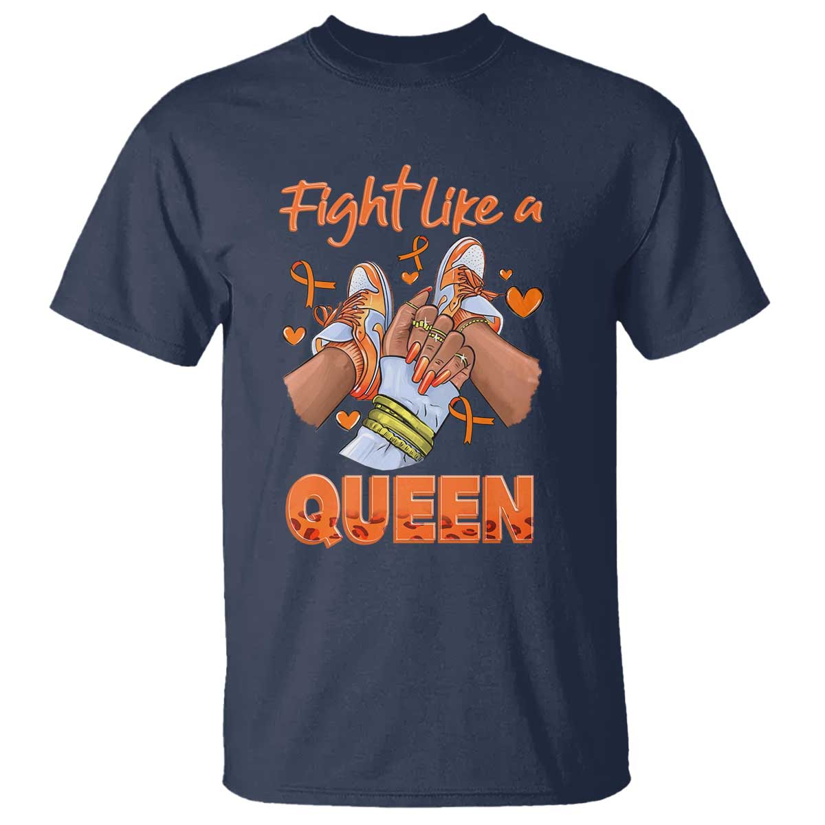 Multiple Sclerosis Support T Shirt Orange Ribbon Fight MS Like A Queen