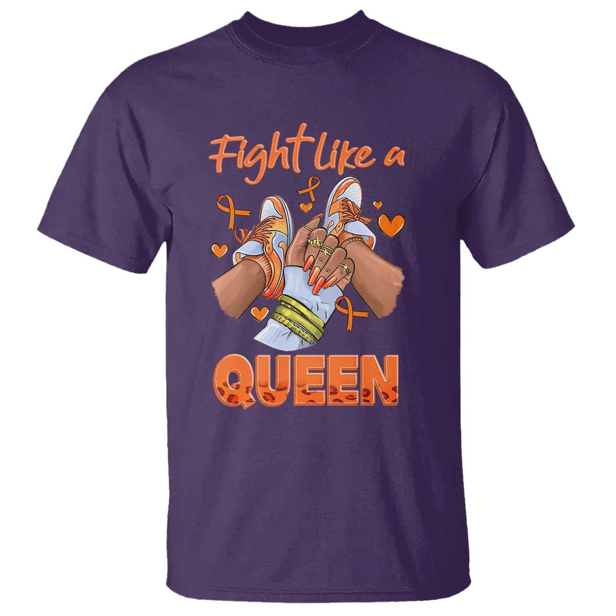 Multiple Sclerosis Support T Shirt Orange Ribbon Fight MS Like A Queen