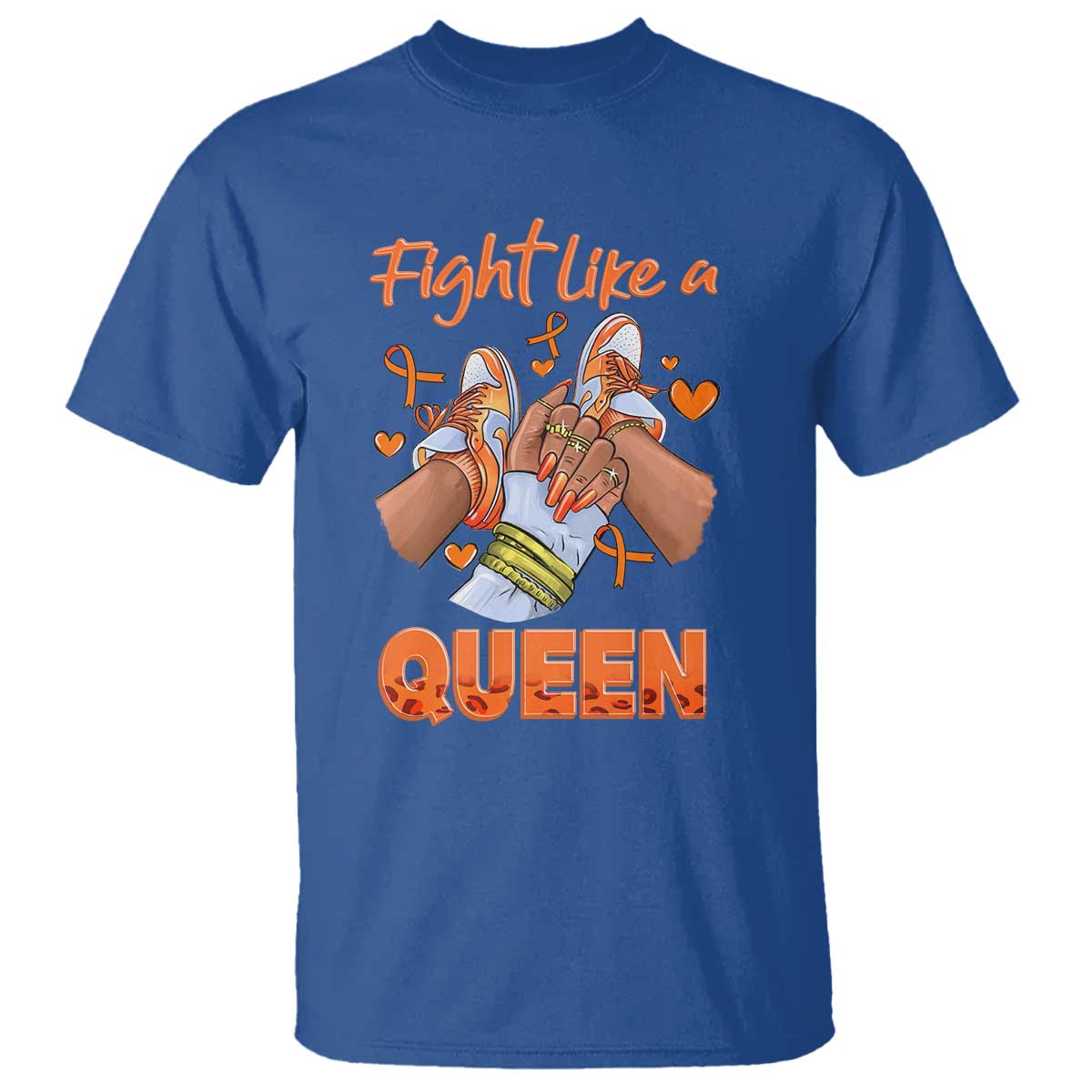 Multiple Sclerosis Support T Shirt Orange Ribbon Fight MS Like A Queen