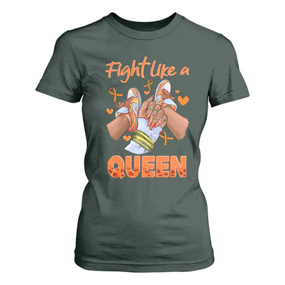Multiple Sclerosis Support T Shirt For Women Orange Ribbon Fight MS Like A Queen