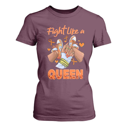 Multiple Sclerosis Support T Shirt For Women Orange Ribbon Fight MS Like A Queen
