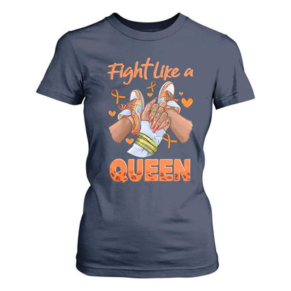 Multiple Sclerosis Support T Shirt For Women Orange Ribbon Fight MS Like A Queen