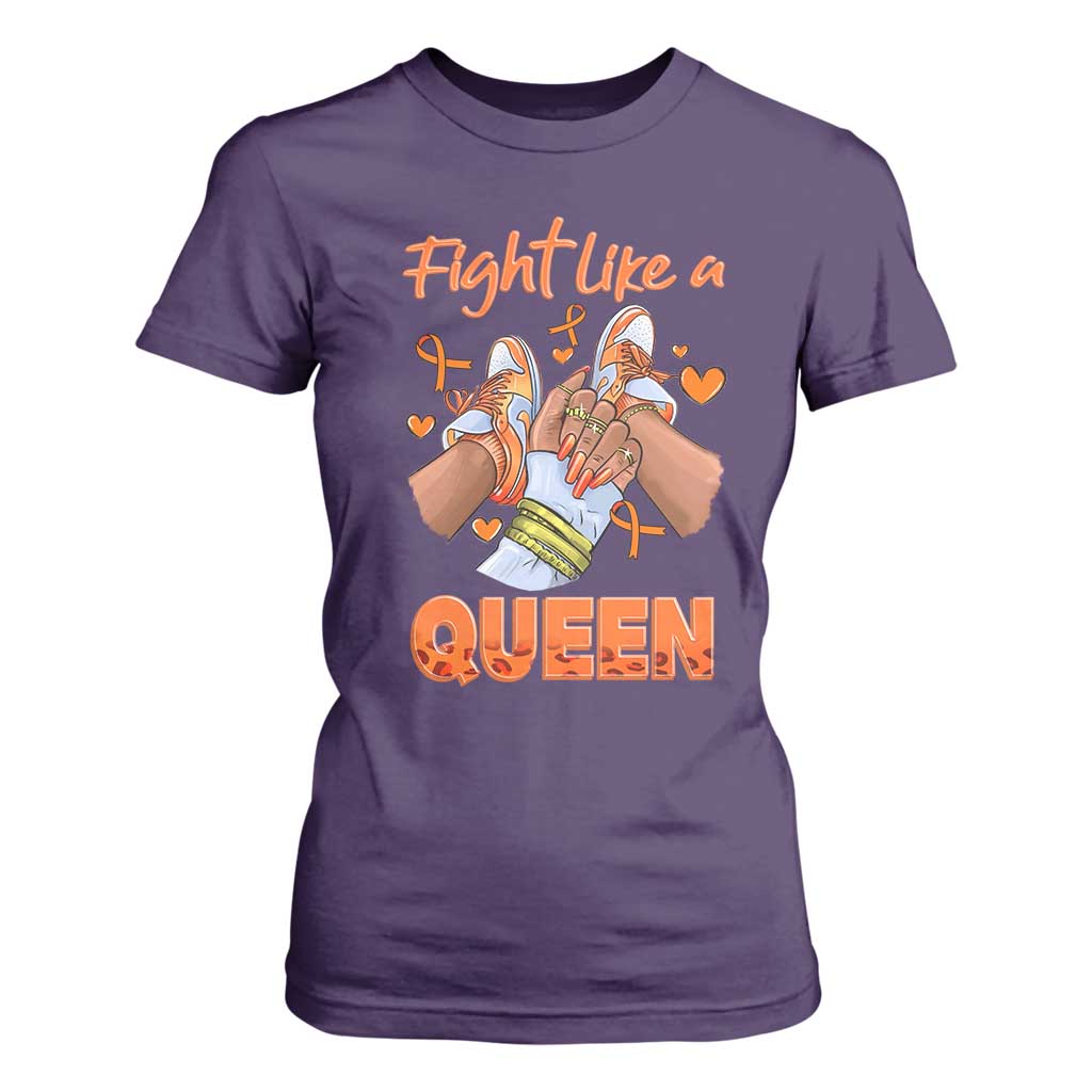Multiple Sclerosis Support T Shirt For Women Orange Ribbon Fight MS Like A Queen