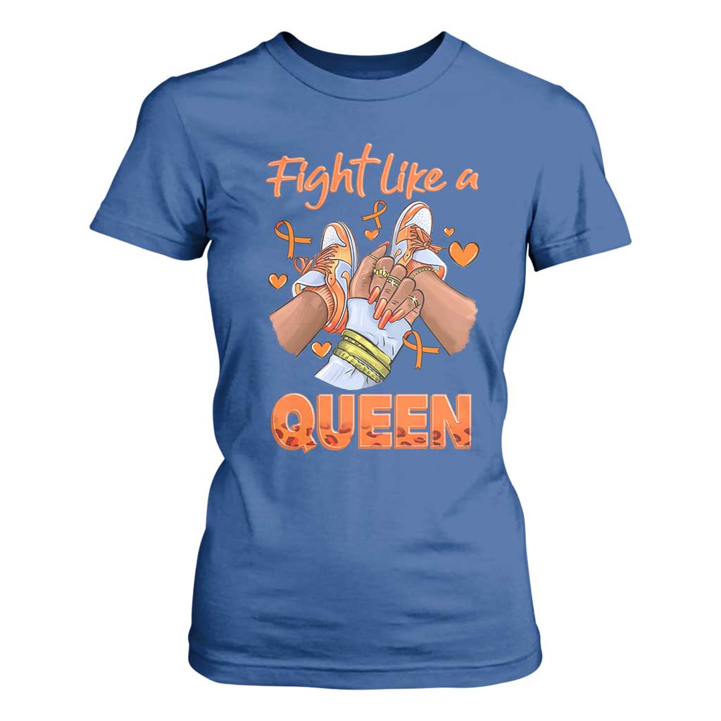 Multiple Sclerosis Support T Shirt For Women Orange Ribbon Fight MS Like A Queen