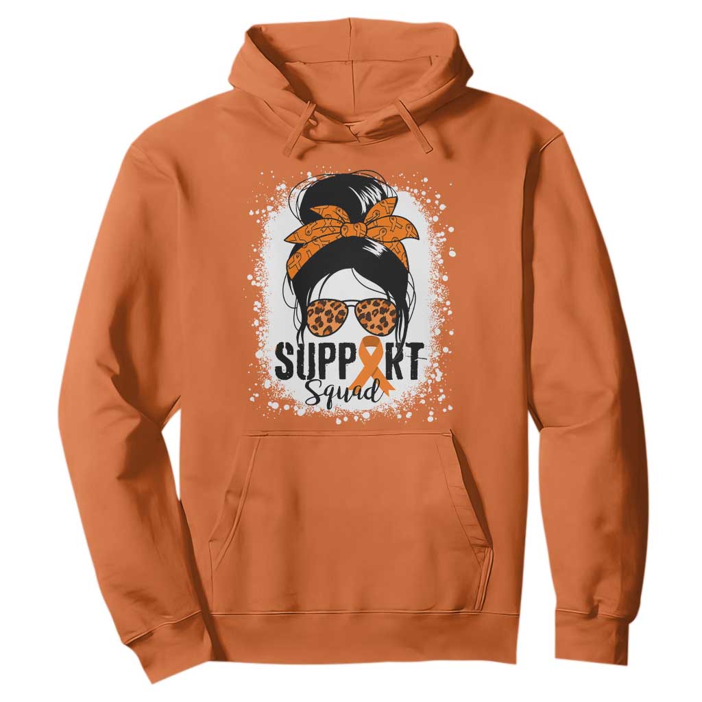 Multiple Sclerosis Support Squad Hoodie Orange Ribbon Messy Bun